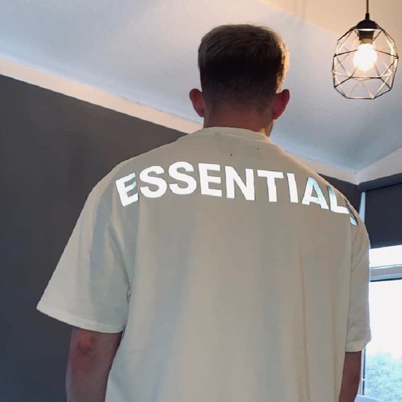 Reflective Letter Essentials High Street Loose Men and Women Short Sleeve T-shirt