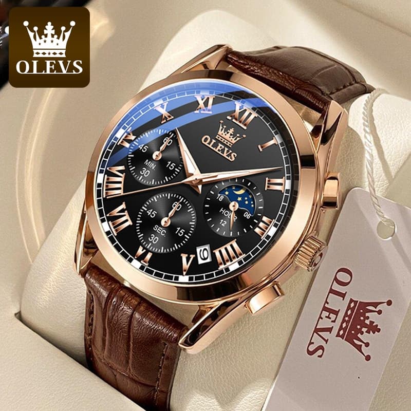 OLEVS Luxury Watch for Men Waterproof Original Quartz Multifunction Calendar Luminous Business 2871