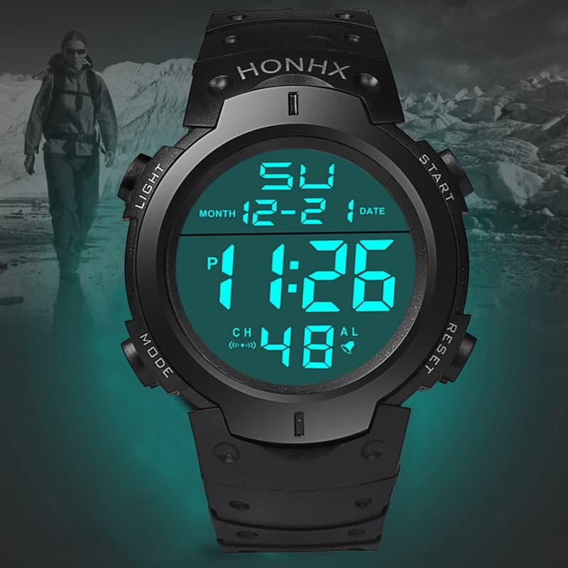 Men Watch Waterproof Silicone LED Digital Stopwatch Date Rubber Sport Wrist Watches