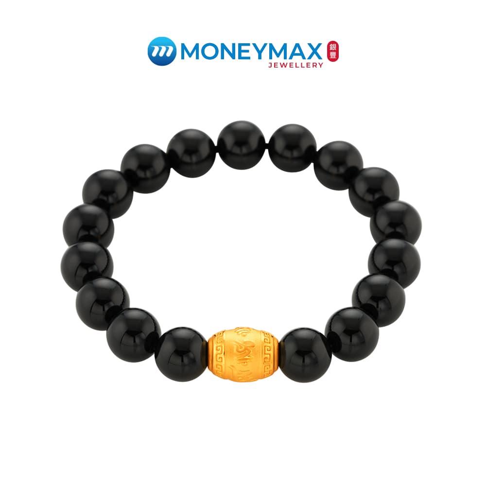 999 Gold 24K Ohm Barrel Charm Beads Bracelet | MoneyMax Jewellery | NB1868