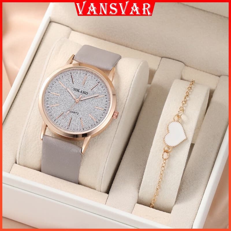 【Watch+Bracelet】Watch Bracelet Set Fashion Starry Sky Leather Strap Women Watches