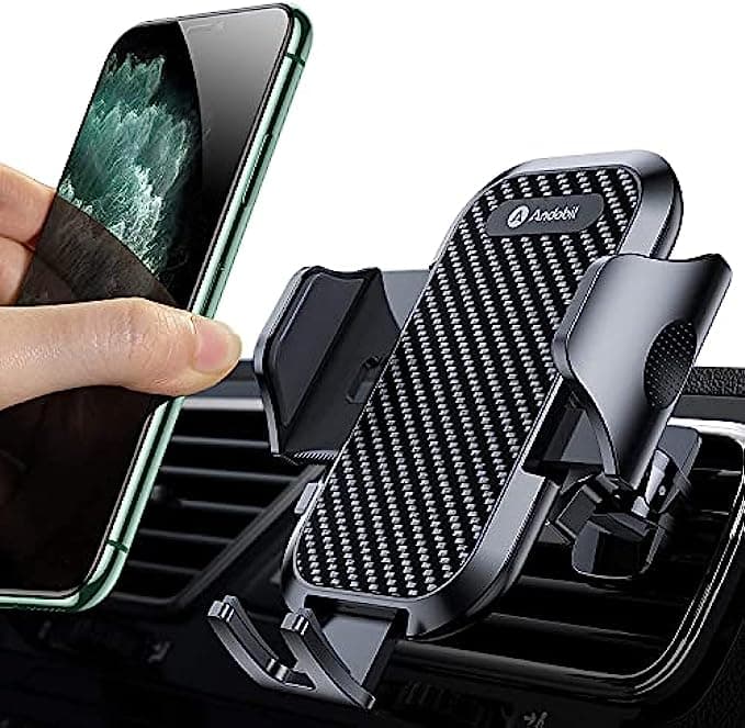 andobil Car Phone Holder Mount [2022 Upgraded] Smartphone Air Vent Holder Easy Clamp Hands-Free Compatible with iPhone 13 12 11 Pro Max 8 Plus X XR XS SE Samsung Galaxy S22/S21/S20+/S10/S9/Note 20/10