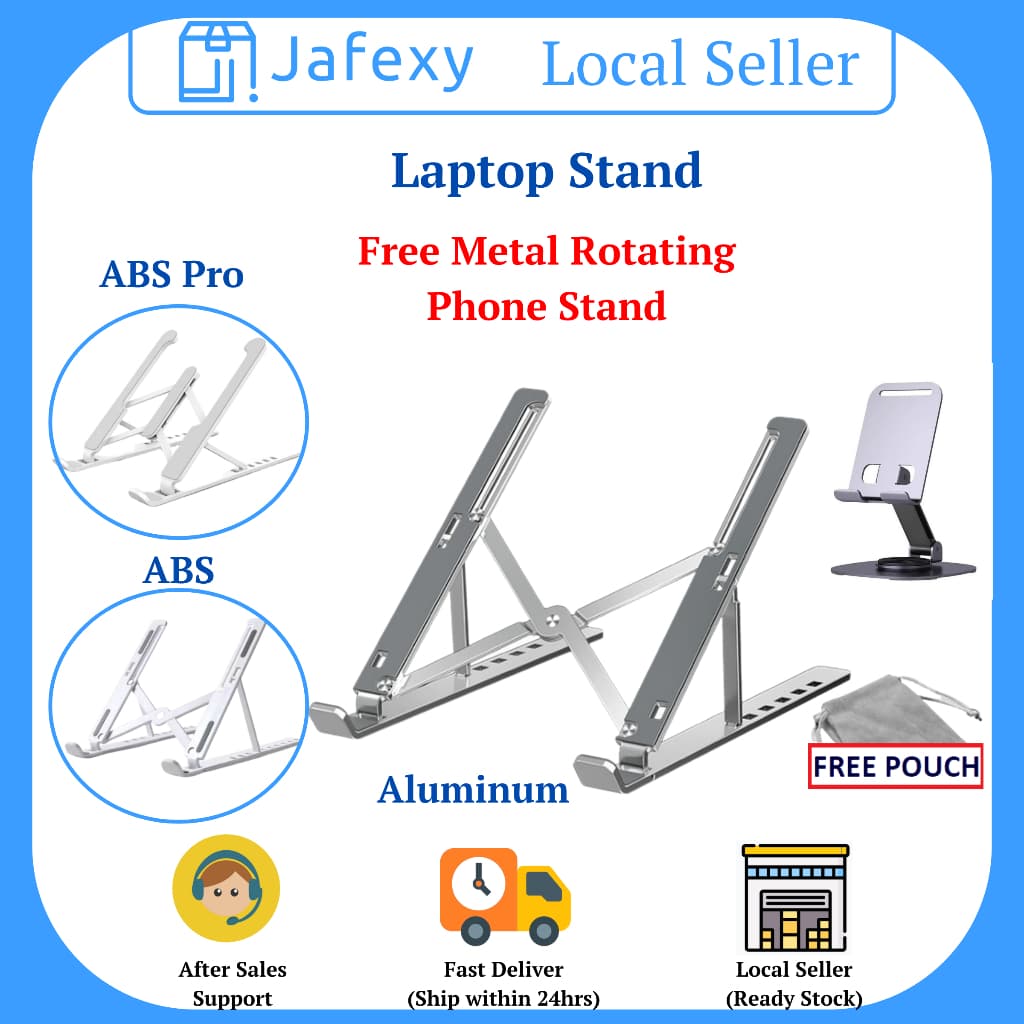 【Free Gift SG】Jafexy Laptop Stand Aluminum ABS Plastic Foldable Adjustable Height for All Laptop Tablet