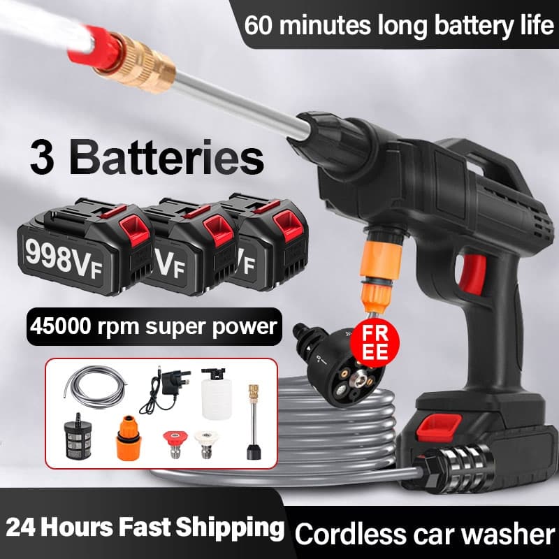 Cordless Water Jet 998VF Lithium Battery Car Washer High Pressure Home Portable Outdoor Wash Car高壓水槍