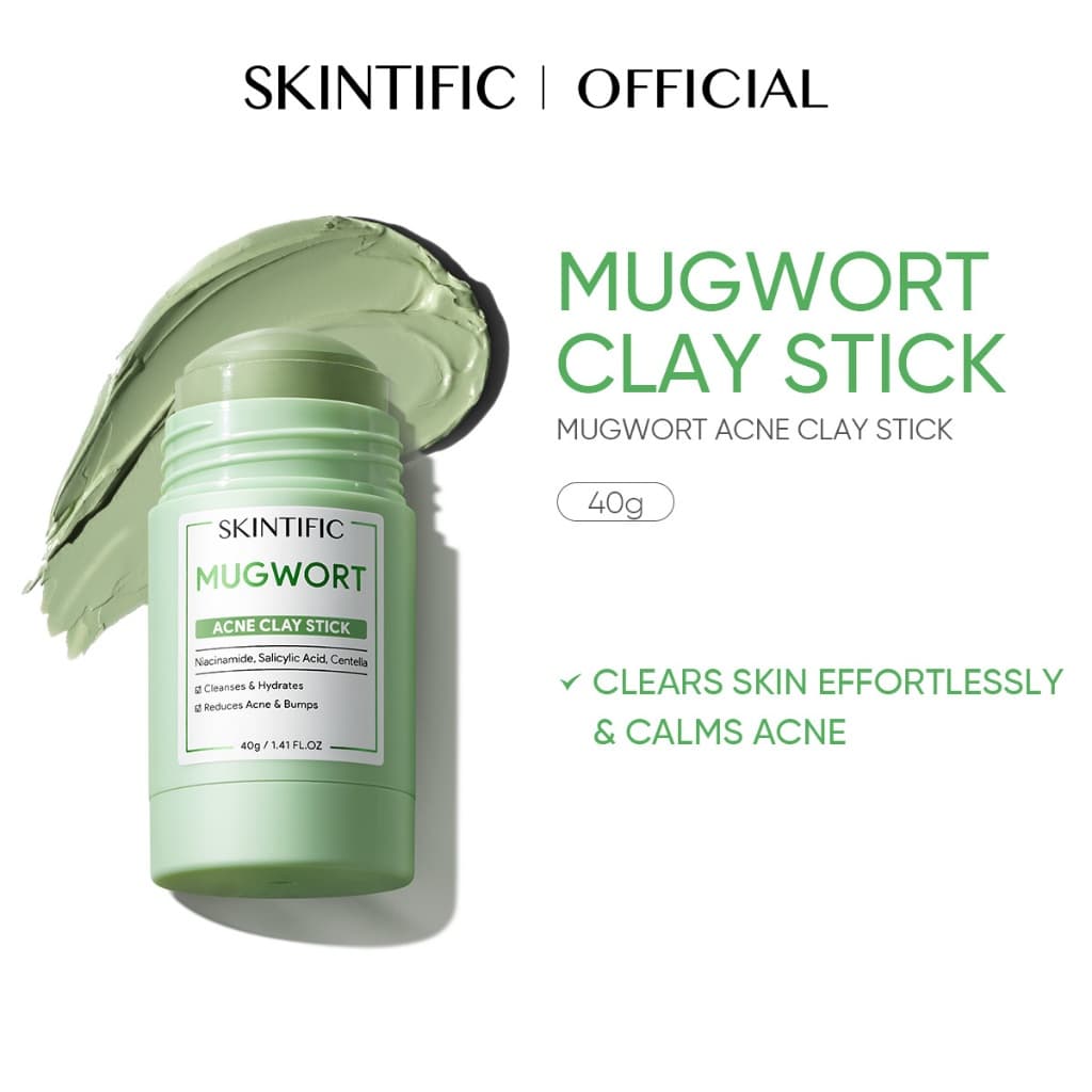 SKINTIFIC Mugwort Acne Clay Mask Stick Mud Clay Mask Cleanses Pores Blackheads Relieves Redness Clay Stick